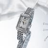 Diamantbesetzte quadratische Quarzuhr Damenmode Stahlarmband Schachbrettmuster Uhr Export