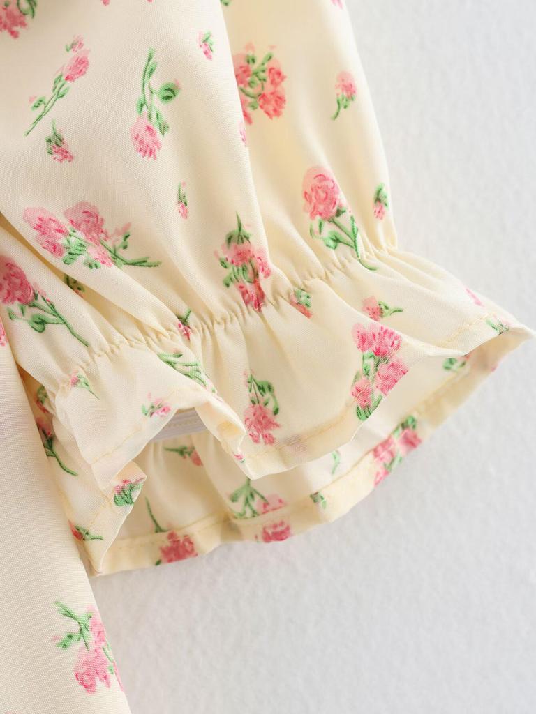 Women's Floral Print Short Sleeve Dress - Spring 2025 European & American Style