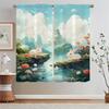 Summer Theme Lotus Pond Kitchen Curtains Livingroom Elegant Room Curtains for Bedroom Decoration Home and Decoration Blackout
