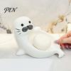 Cute Seal Soap Holder Ceramic Dish, with Self-Draining Design, Sponge Durable Organizer Tray, for Bathroom Countertop And Kitchen Sink Dish
