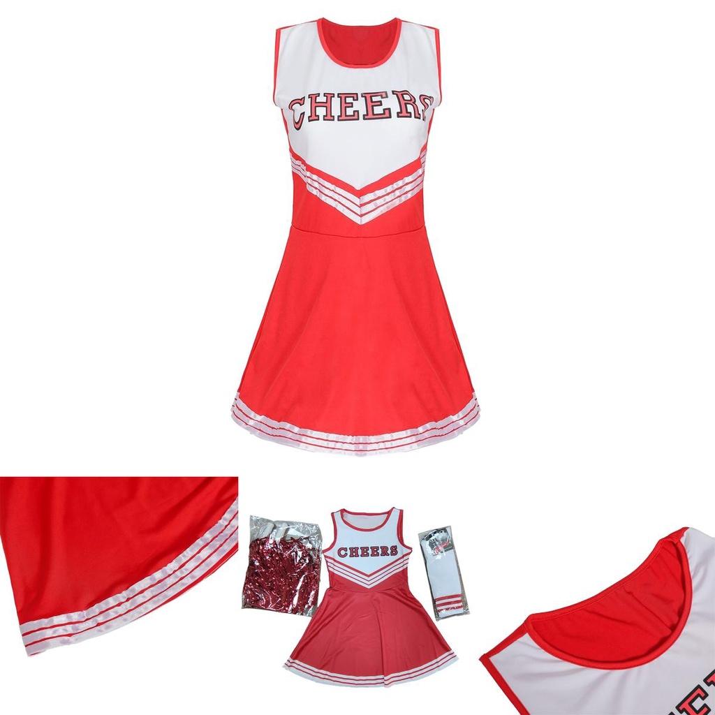 Fashionable Cheerleader Costume With Thick Socks And Hand Flowers Xs To Xl Sizes