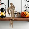 Articulated Pumpkin Man Halloween Decoration Spooky Wooden Pumpkin Skeleton Tabletop Ornament for DIY Home Office Decor