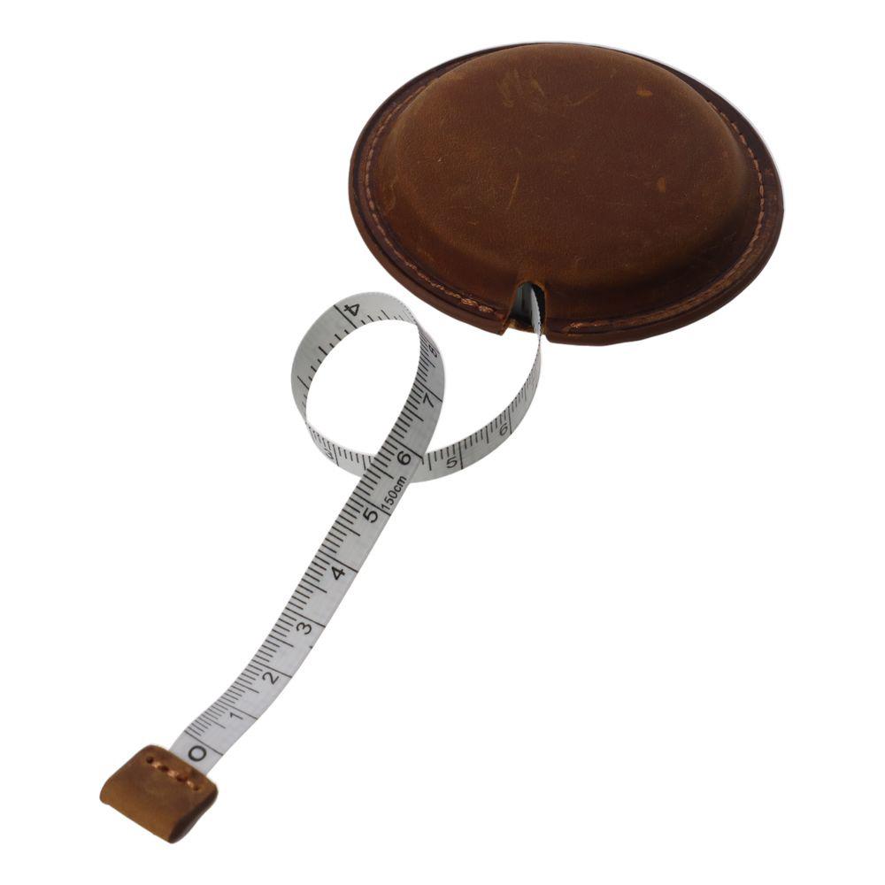 Round Retro Leather Retractable Measuring Tape  For Handicrafts