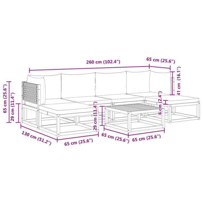 VidaXL 7-Piece Garden Sofa Set with Cushions In Acacia Wood and Rattan 3278885