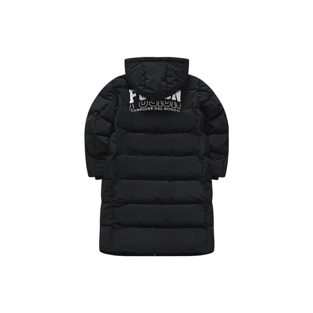 Fila Fusion Solid Color Hooded Sports Warm Loose Long Down Jacket Women Outerwear Black T11W345907ABK