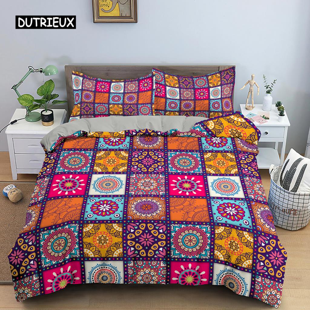 Geometrisch bedrucktes Bettwäscheset Bunter Streifen-Bettbezug für Kinder Kinder Steppdeckenbezug 2/3-teilig Mikrofaserstoff Heimtextil