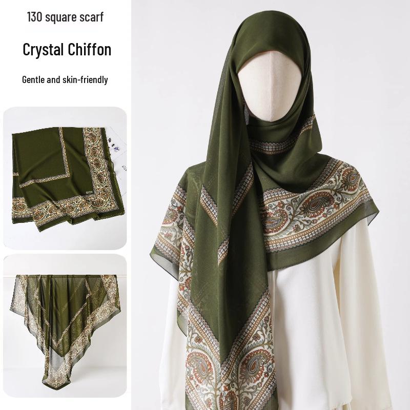 Damenmode 130x130 Seidenähnlicher Gaze Quadratischer Schal Stola - High-End, Leichtgewicht, Langer Schal