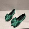 Fashion Flat Shoes for Women Spring Autumn 2025 New Casual Pointed Bow Green Black Plus Size 42 43 44 Women's Shoes Ladies Loafers