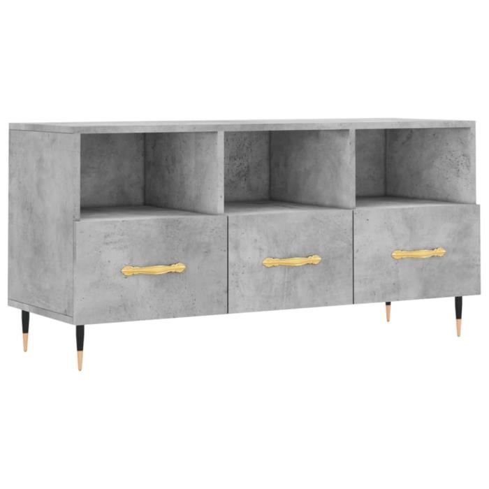 VidaXL Meuble TV gris béton 102x36x50 cm bois d'ingénierie 829016
