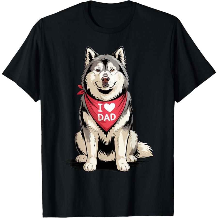 Я люблю папу Аляскинский маламут Любитель собак Папа-собака Футболка XXXXXL чёрный