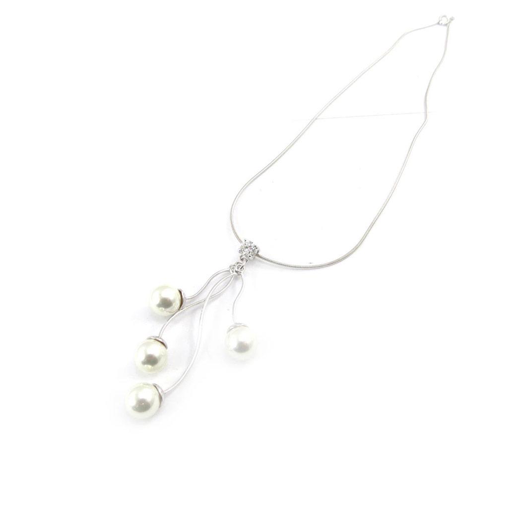 Les Trésors De Lily [D7999] - Silver Necklace 'Printemps' Silver White (rhodium-plated) - 65 Cm 9 Mm Beads