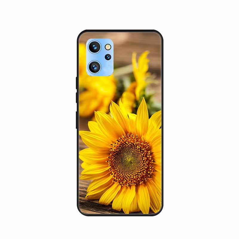 Etui do telefonu Umidigi A13 Pro 2022 Kwiaty Czarny Silikonowy Tylny Pokrowiec Miękki Pokrowiec TPU Do Umidigi A13S Etui A 13 S Coque Funda Torba