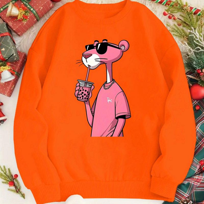 TUME Women's Cartoon Sweatshirt - Loose Casual Plus Size Round Neck Hoodie