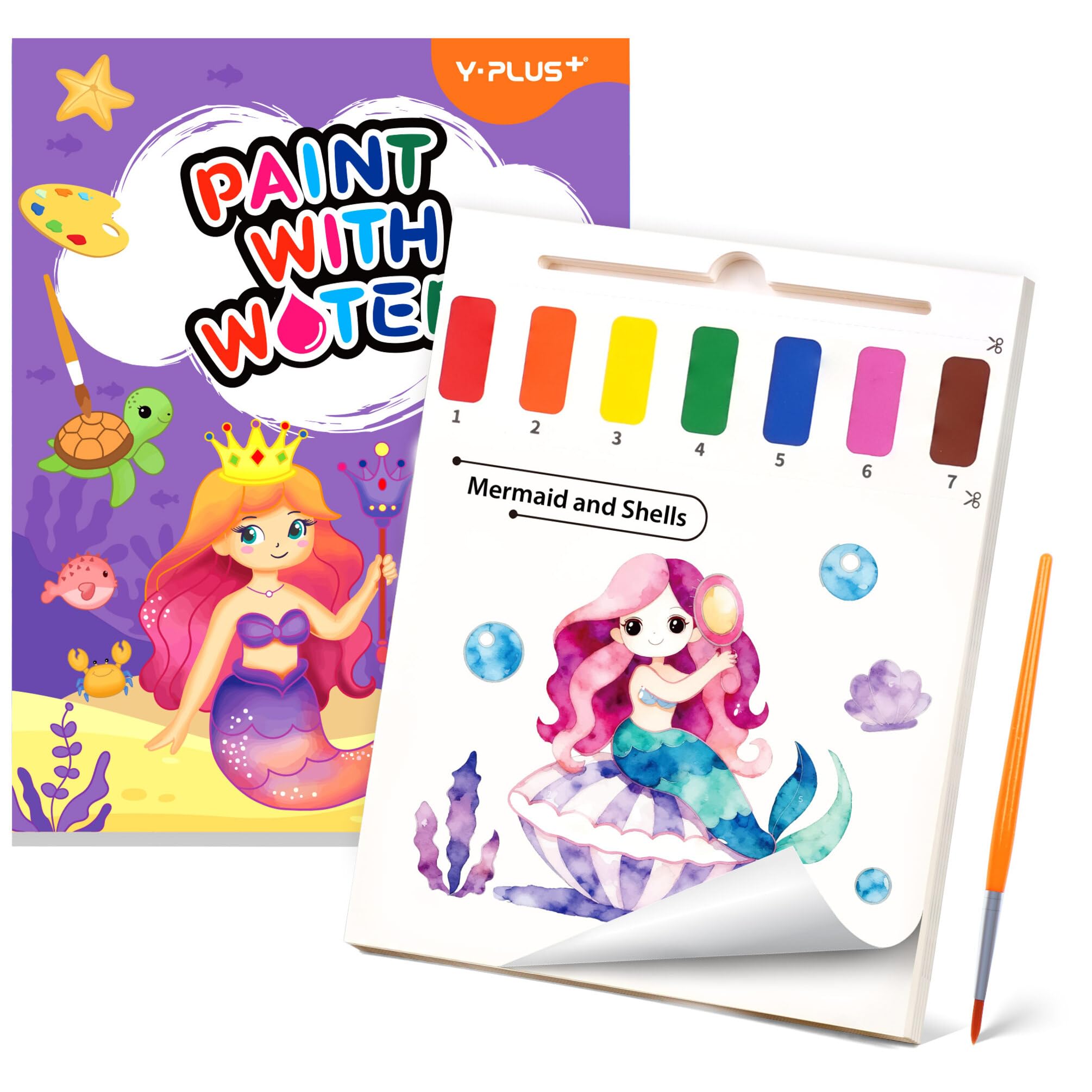 

YPLUS Water Painting Book for Toddlers Watercolor Paper Reusable Water Coloring Brush Mermaid Pattern for Children Aged 3 and Up