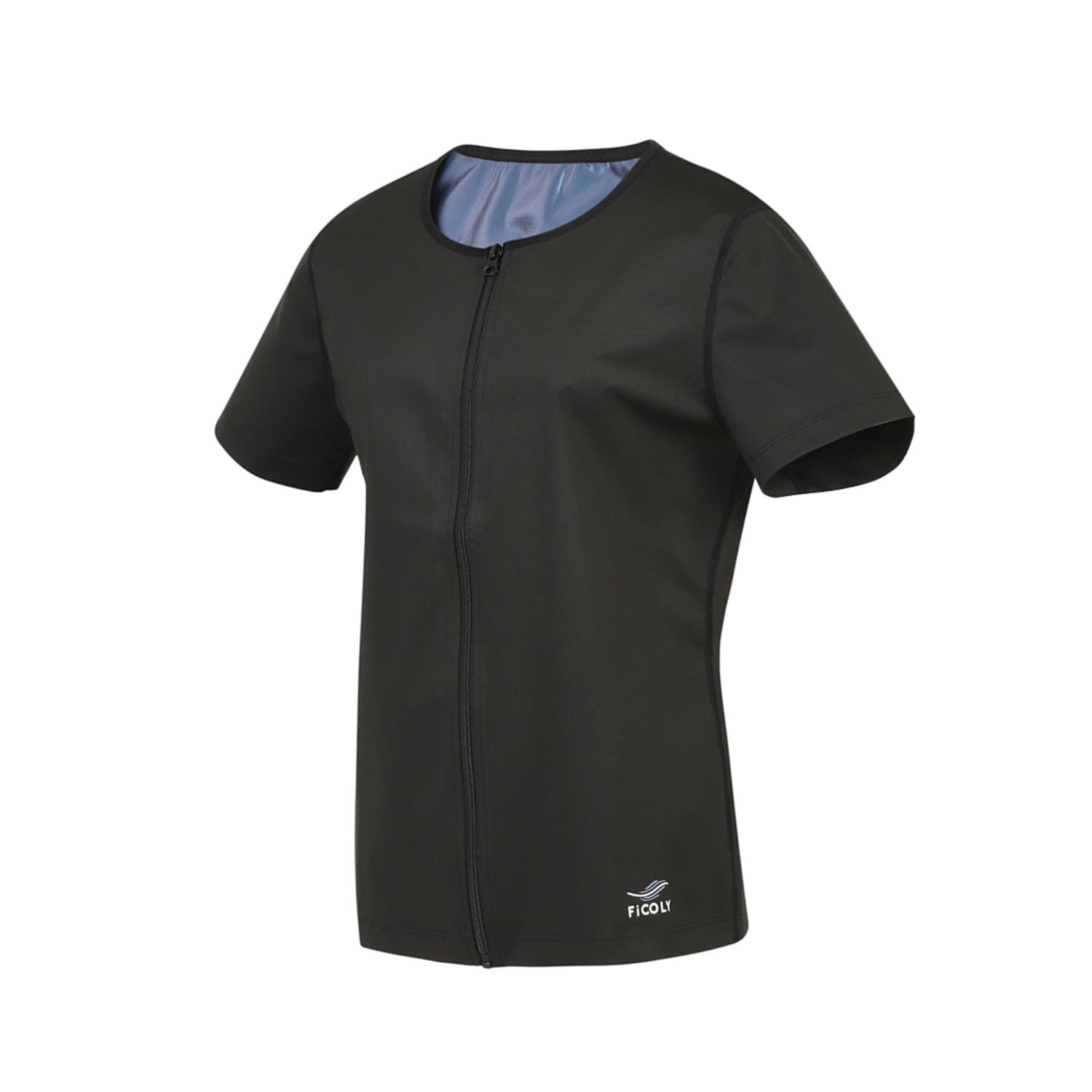 

FiCOLY Women s Short Sleeve Sauna Suit, Sweat-Reducing, Washable, Plus Size, Full-Zip, Yoga Top, Black, for Running, Walking, FSTW-4 (L)