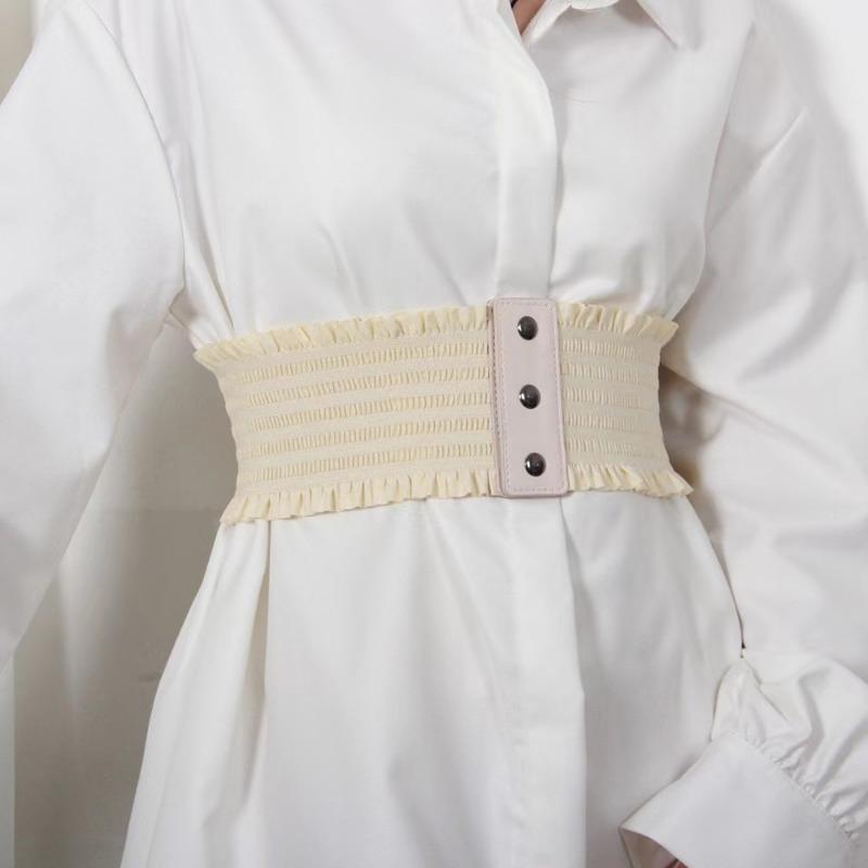 

Оборки широкий пояс тройная пряжка элегантный эластичный пояс декоративный платье пояс для женщин большой размер one size