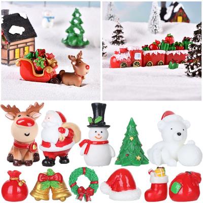 1PC Mini Gift  Fairy Garden Deer Home Decorations Santa Claus Miniature Snowman Christmas Figurines Xmas Tree