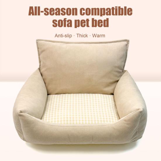 Cat Sofa Thickened High-Elastic Filling Removable Washable Cover Sofa-Style Design for Cats and Dogs All-Season Breathable Pet Bed