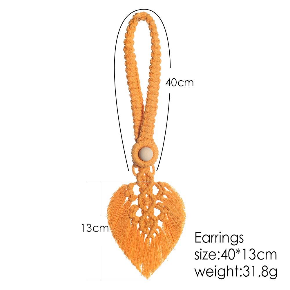1PC Boho Macrame Leaf Curtain Tiebacks Handmade Woven Curtain Holdbacks with Wooden Bead Home Bedroom Living Room Window Decor