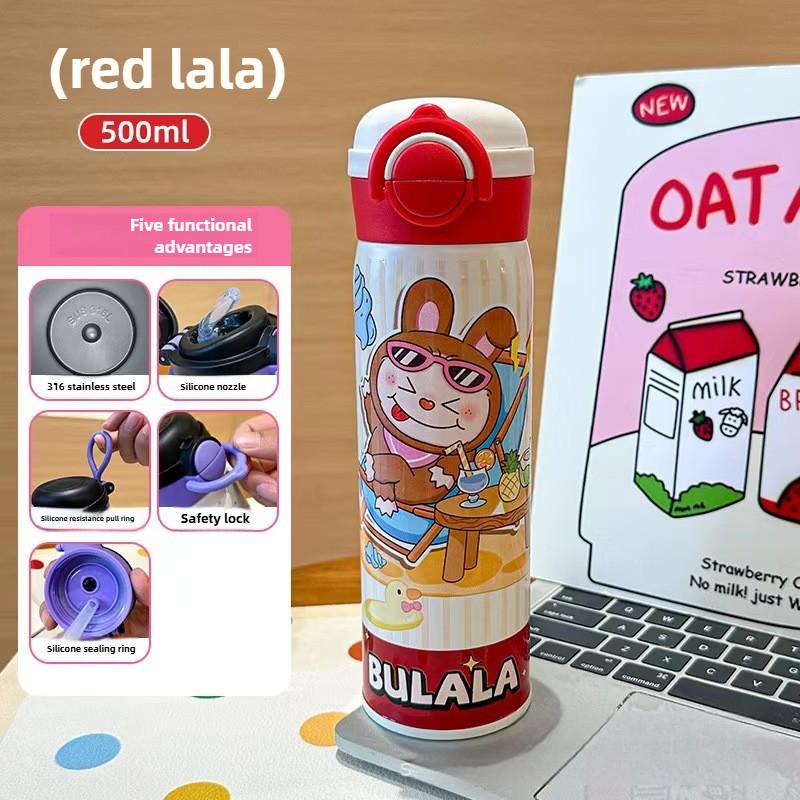 Cartoon Thermos Cup Elastic Buckle Cup 316 Stainless Steel Vacuum Cute Cup Portable Household 500ml
