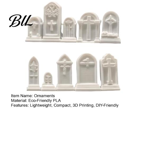 Miniature Gothic Figurines 10Pcs Mini Tombstone, 3D Printed Unpainted Gravestone Model Kit, Micro Cemetery Graves for Models Diorama Accessories,