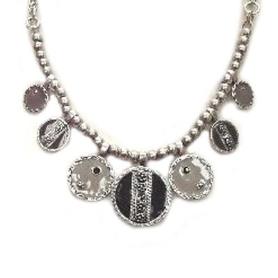 [C5340] - Κολιέ Δημιουργού 'Esmeralda' Μαύρο Γκρι