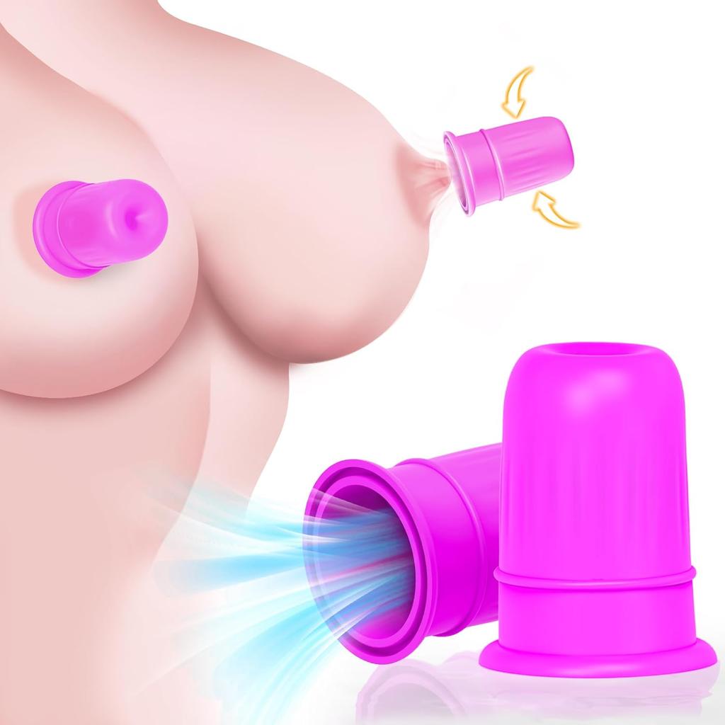 Silicone Nipple Suckers for Women - Beginner's Nipple Stimulator Set, Purple Erotic Clamps for Female Pleasure & Couples (Sex Toy)