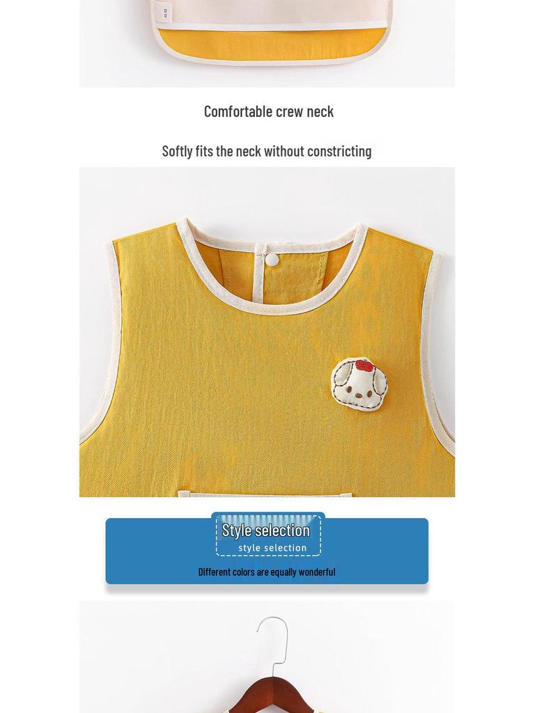 Waterproof Baby Bibs: Sleeveless, Anti-Stain, Solid Food Cartoon Coveralls for Infants and Toddlers