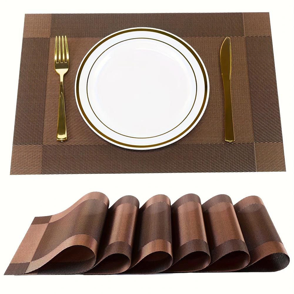 Place Mats For Kitchen Dining Table Heat-Resistant Anti-Skid Stain Washable PVC Table Mats Easy To Cleaning Dinner Mats