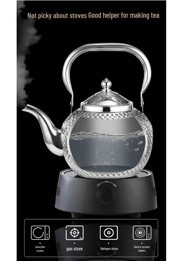 Gold Spherical Stainless Steel Kettle with Hammered Texture - Large Capacity for Hotels and Restaurants.