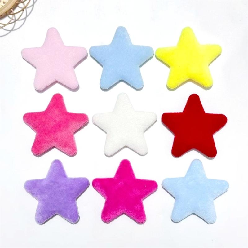 10Pcs 6.5CM Colorful Plush Star Appliques For Handmade Bag Garment Shoe Decoration Hair Accessories and Sewing Craft
