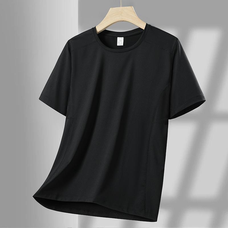 Quick-drying Short-sleeved Men's Ice Silk Thin Round-neck Casual Top Breathable Half-sleeved T-shirt Men's Sports Short-sleeved