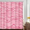 Pink Zebra Print Shower Curtain Retro Girly Animal Pattern Waterproof Polyester Bathroom Decor with 12 Hooks