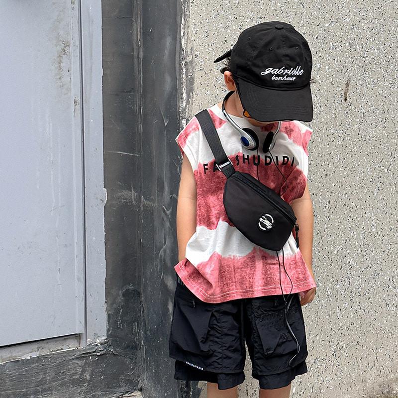 Children Nylon Stylish Waist Pack Simple Solid Color Letter Design For Boys And Girls