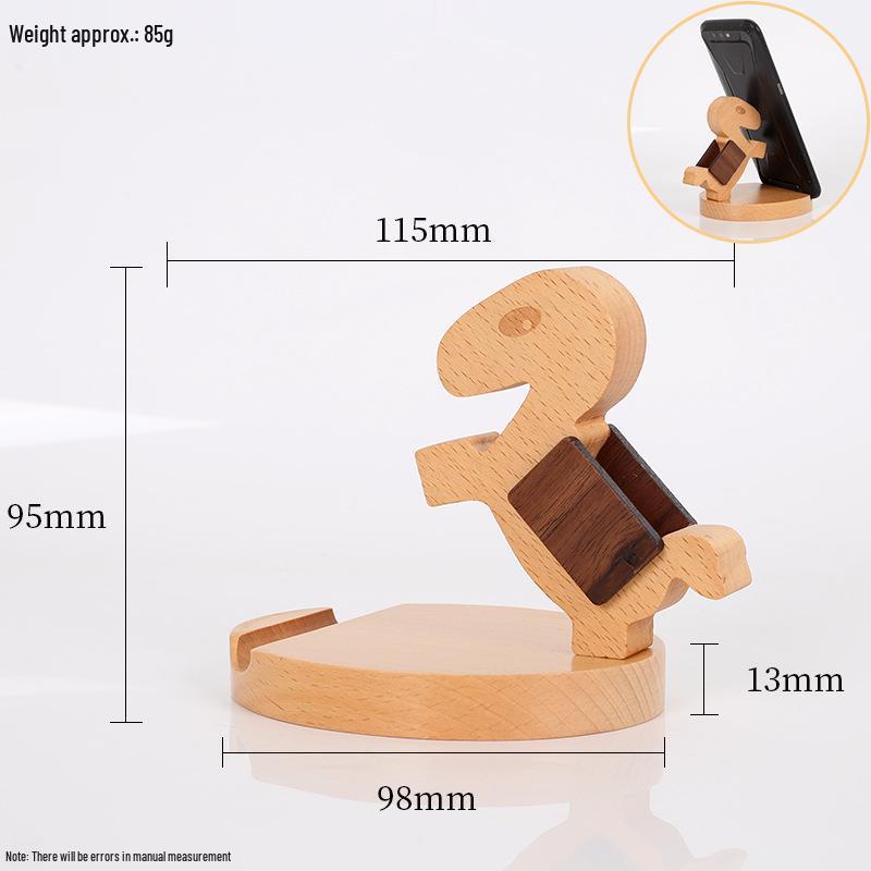 Beech Wood Animal Style Phone Stand - Solid Wood Desktop Holder