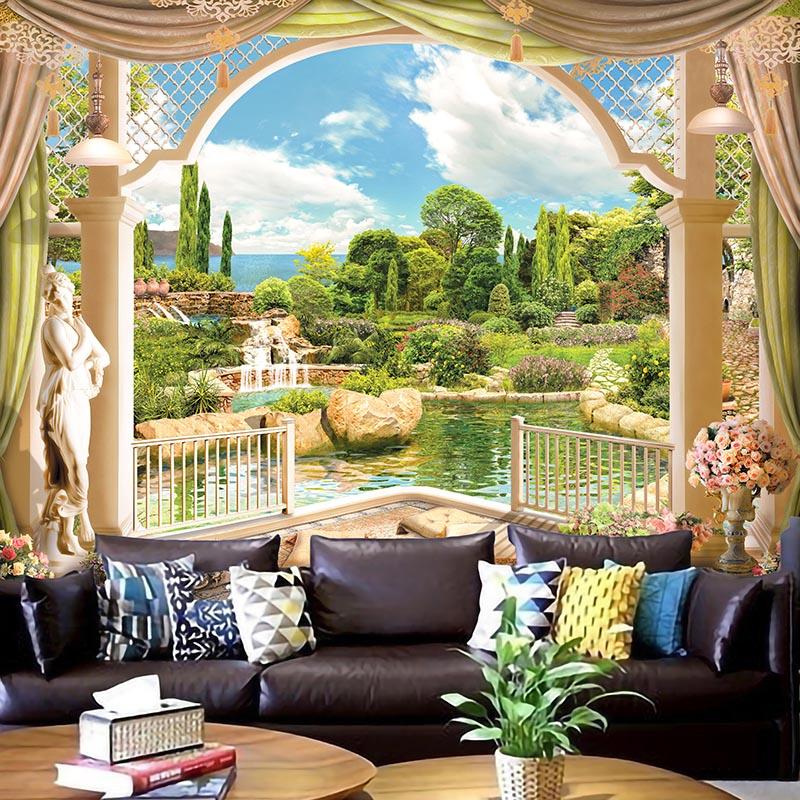 Forest River Tapestry Green Natural Landscape Tapestry Wall Hanging Decoration Living Room Bedroom Decorative Tapestry