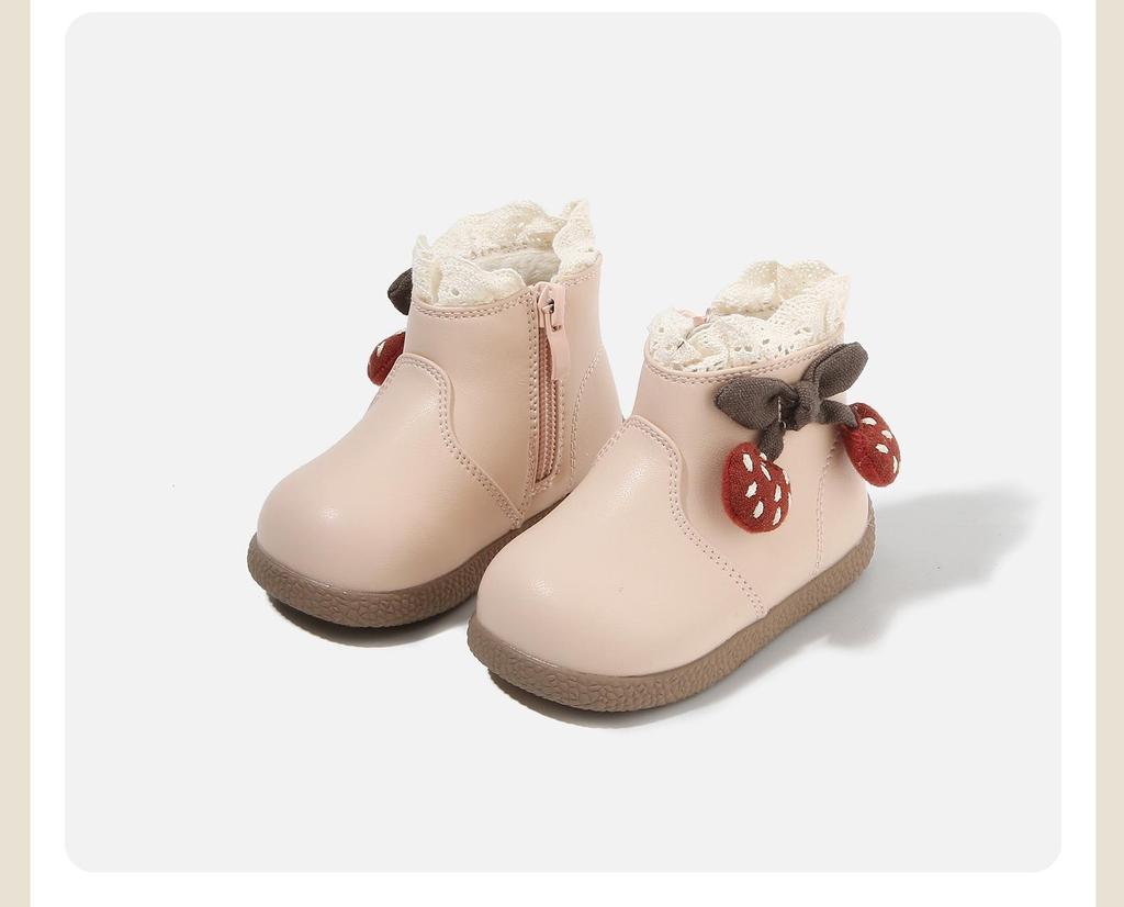 Stylish Baby Girls' Mid-Top Boots - 2025 Autumn/Winter Korean Princess Soft-Soled Cotton Footwear
