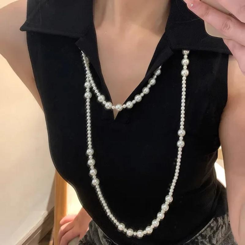 1PC Trendy Vintage  Imitation Pearl Multi Layered Pearl Bead Necklace for Women Sweet Elegant Party Jewelry Wedding Gift