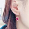 Purple Gold Inlaid Lace Redstone Earrings European Temperament Fashion Rose Gold Plated Earrings