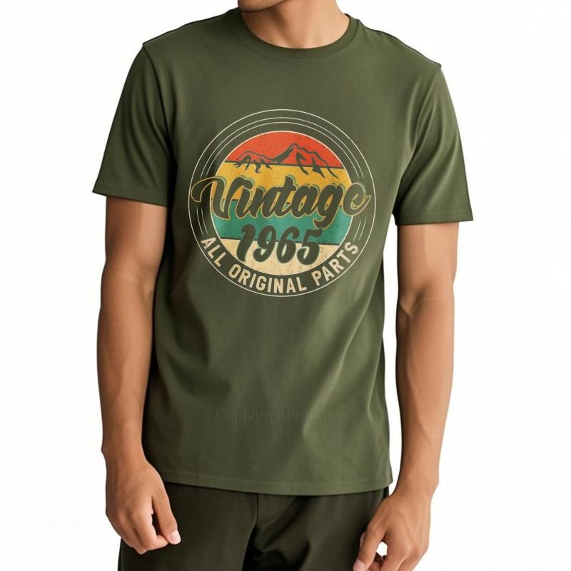 Black summer Boys t shirt Vintage 1965 All Original Parts Short Sleeve Solid Color O Neck tops men cotton tshirt fashion tops