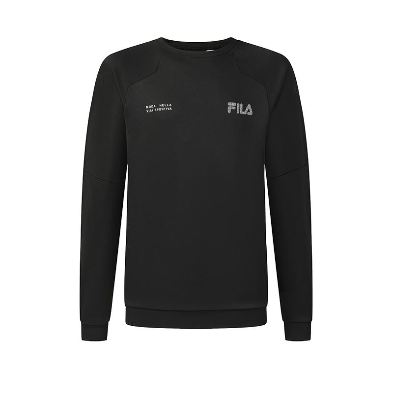 Fila Fitness Series Simple Fashion Sports Casual Training Comfortable Crew Neck Pullover Sweatshirt Men sweatshirt Deep-Black A11M611210FBK