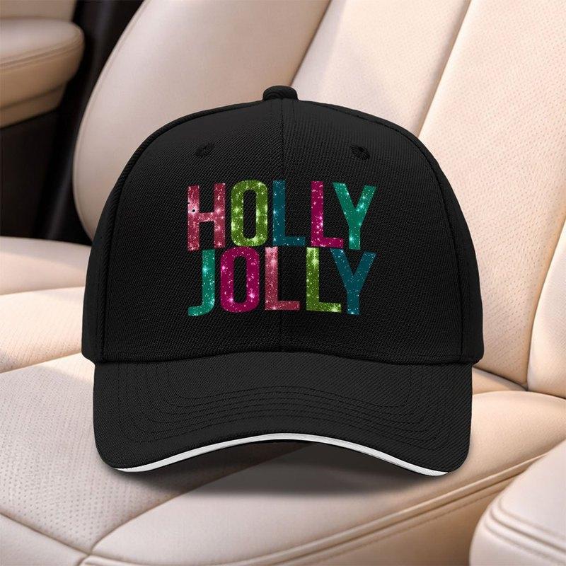 Holly Jolly Sandwich Cap Baseball Hat Adjustable Duckbill Hat For Men Women