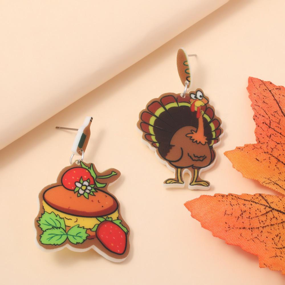 Fully Managed Environmentally Friendly Acrylic Earrings, Personalized Thanksgiving Turkey Burger Earrings 1 Pair Of Earrings