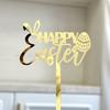 Acrylic Happy Easter Cake Topper Cartoon Rabbit Egg Pattern Easter Egg Bunny Decor Decorative Rabbit Cake Toppers