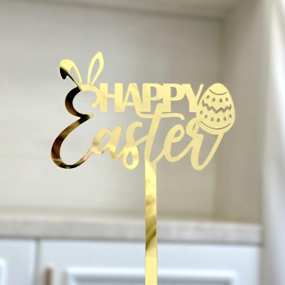 

Acrylic Happy Easter Cake Topper Cartoon Decorative Rabbit Cake Toppers Rabbit Egg Pattern Easter Egg Bunny Decor