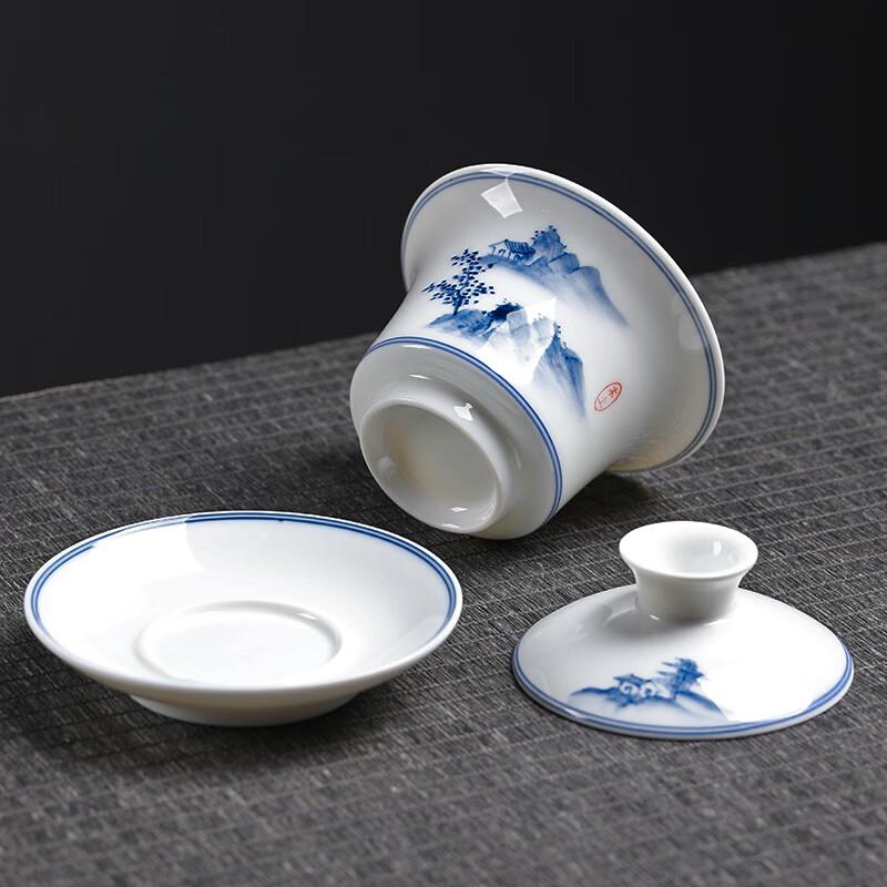 Hand-Painted Landscape Porcelain Gaiwan