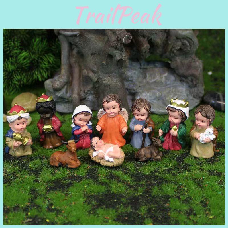 Creative Nativity Set Resin Craft Figurines With Holiday Scene Decor For Christmas Gifts
