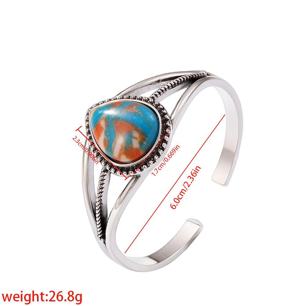 Retro Türkis Boho Armband: Ethno-Stil, 925 versilbert, Naturstein, trendiger Damenschmuck