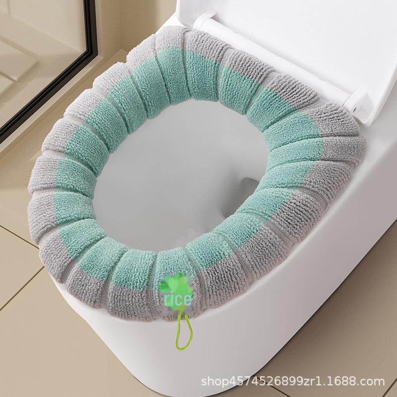 Pletený polštář na toaletní sedátko ve tvaru O s kresleným motivem - silný, pratelný potah