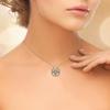 Gold-tone Steel and Rhinestone Clover Heart Necklace